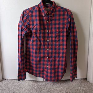 J Crew Lightweight Blue and Red Button Down Shirt - Slim XS